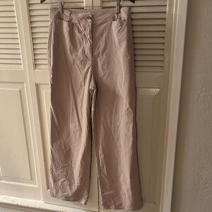 Nicole Miller Tan Trousers Business Casual Outdoor Hiking Wide Leg Size 8